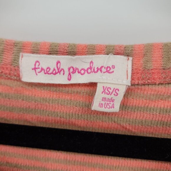 Fresh produce Womens XS Small peach pink gray striped top asymmetrical hem - Picture 4 of 9